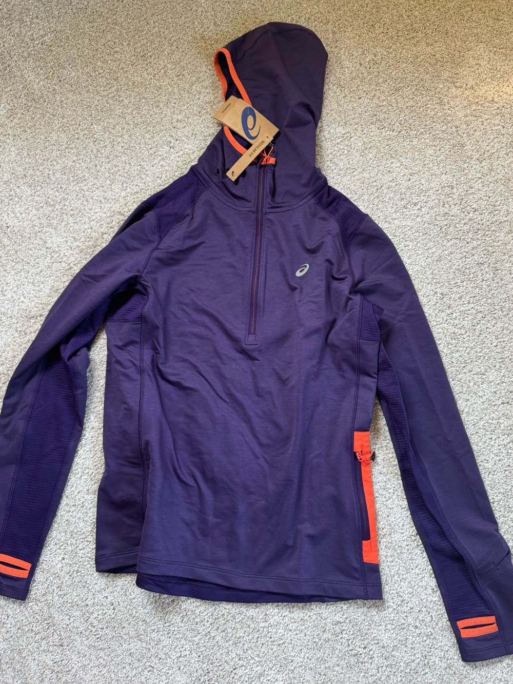 ASICS Women’s Purple Hooded Performance Jacket with Orange Accents